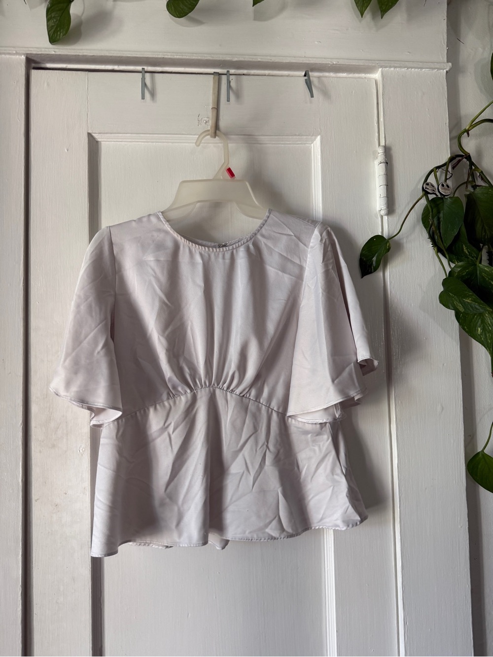 Express White Flutter Sleeve Peplum Blouse